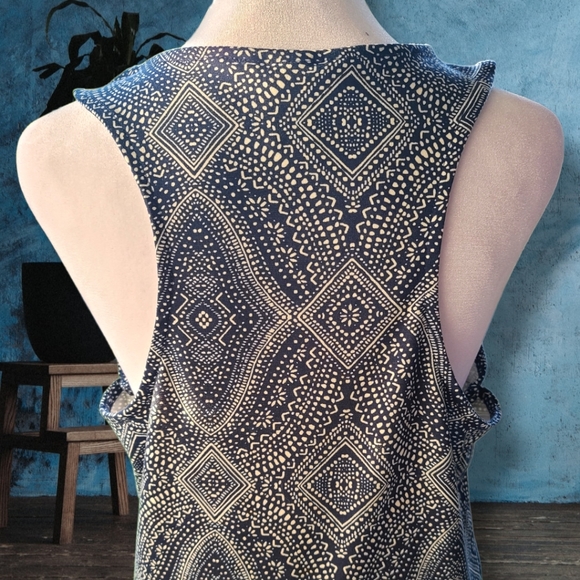 H&M Sleeveless Below Knee A-Line Dress Dark Blue Pattern Size Large - Picture 4 of 9